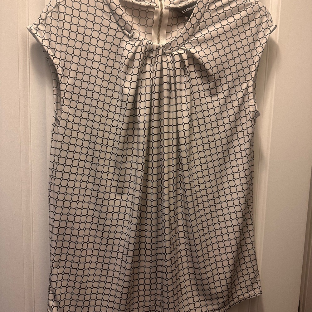 Elegant White and Black Patterned Women's Top